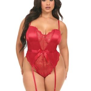 Curvy Rumi Satin & Lace Teddy by Ooh La La Cheri (Paris)